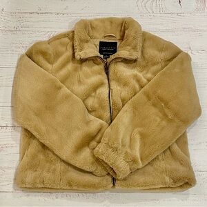 Sanctuary Lux Faux Fur Jacket In Cashew, Size Small, EUC